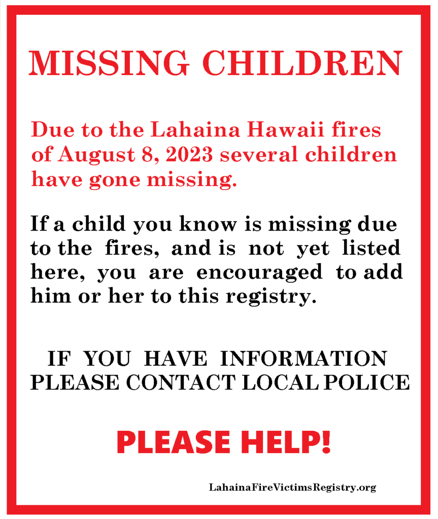Lahaina Fire Missing Children
